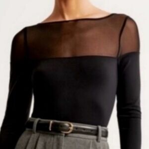 Black Long Sleeve Top with Gray High-Waisted Pants